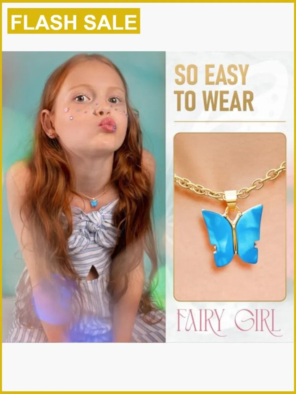 Set of 8 Acrylic Butterfly Pendant Necklaces Adjustable Chain Girls Jewelry